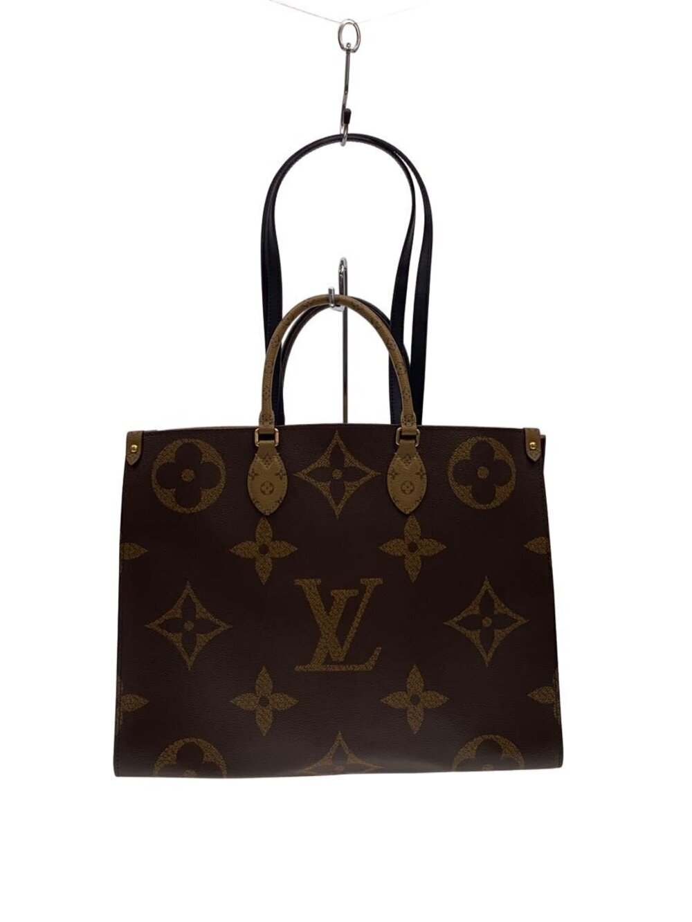 LOUIS VUITTON Tote Bag Leather Brown All over